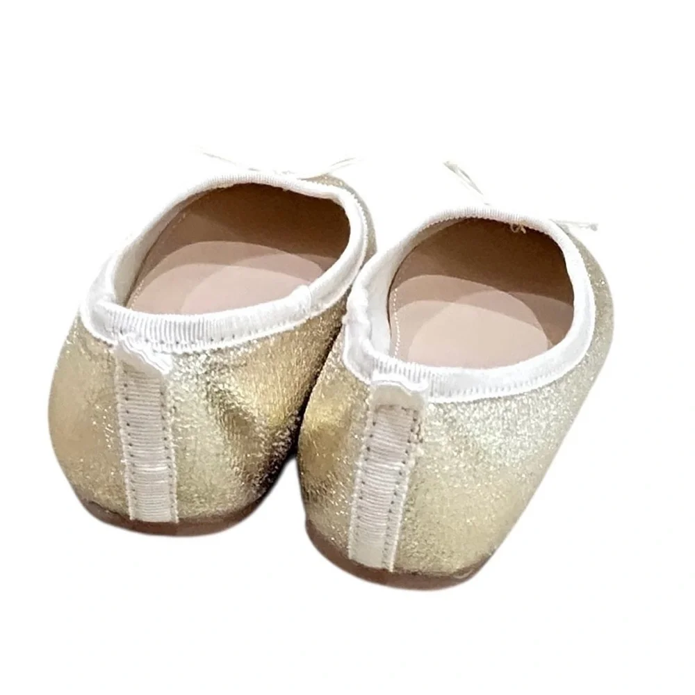 J. Crew Crewcuts Gold ballet slip on Dress Shoes with mini bow size 12(girls)